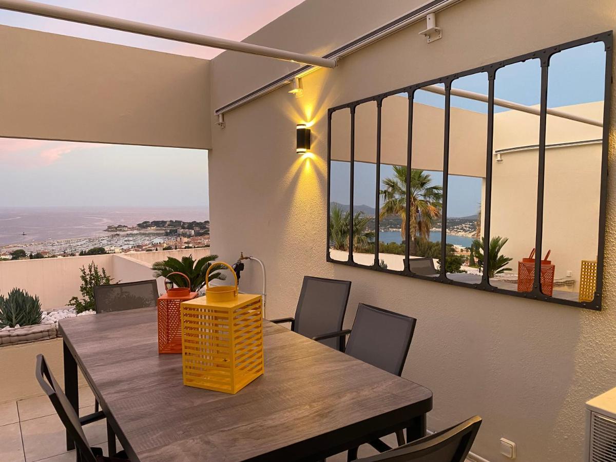 Superbe T2 44M2 - Grande Terrasse Vue Mer Panoramique Exceptionnelle Piscine - Parking Bandol Ngoại thất bức ảnh