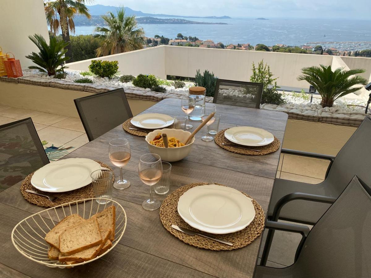 Superbe T2 44M2 - Grande Terrasse Vue Mer Panoramique Exceptionnelle Piscine - Parking Bandol Ngoại thất bức ảnh