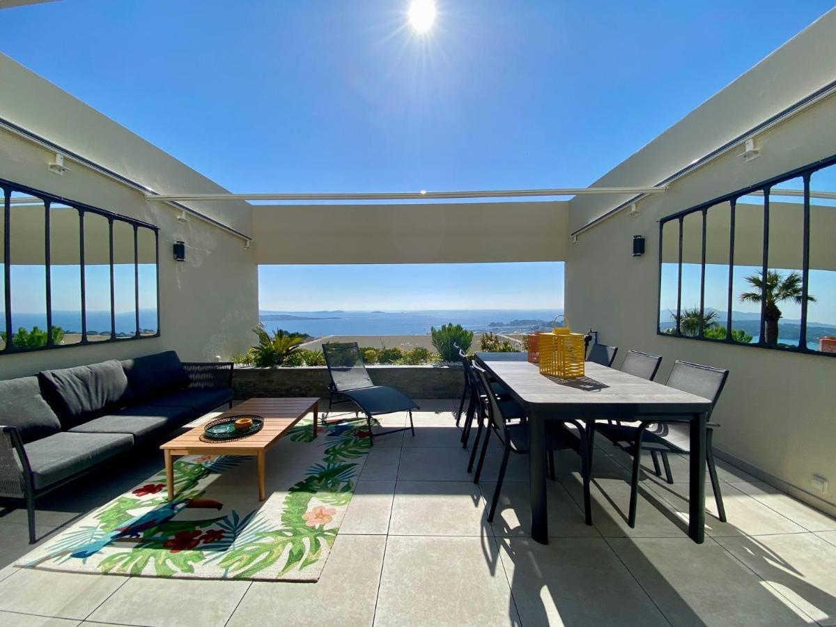 Superbe T2 44M2 - Grande Terrasse Vue Mer Panoramique Exceptionnelle Piscine - Parking Bandol Ngoại thất bức ảnh