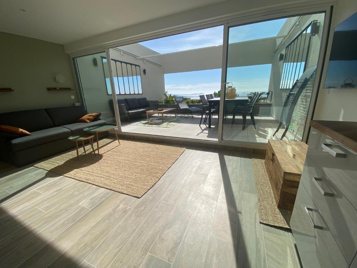 Superbe T2 44M2 - Grande Terrasse Vue Mer Panoramique Exceptionnelle Piscine - Parking Bandol Ngoại thất bức ảnh